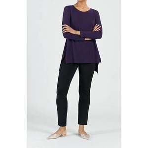 NEW CLARA SUNWOO french terry like knit, parachute hem sweater tunic in eggplant
